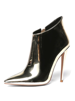 Damen Ankle Boots Light Gold Leder Spitze Zehen Stiletto Heel High Heel Booties
