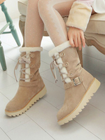 Damen Ankle Boots Nude Micro Wildleder Upper Round Toe Tie Schuhe