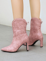 Damen Ankle Boots Pink PU Leder Pointed Toe Stiletto Heel Winter Booties