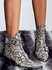 Damen Ankle Boots Pointed Toe Buckle Cut Out Stiefeletten