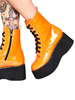 Damen Ankle Boots Red PU Leder Round Toe Round Toe Side Zipper Flatforms Damen Ankle Boots
