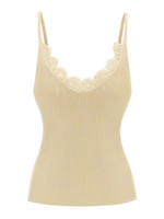 Damen Aprikose Cami Top Träger Hals Spitze Polyester Rückenlos Sexy Camis
