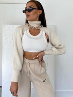 Damen Aprikosenpullover Pullover Langarm drehen Kragen Acrylpullover