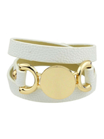 Damen Armband Kunstleder Armkette im schicken & modischen Style mit Metallic-Deko für Damen