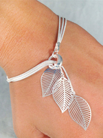 Damen Armband mit Metallic-Deko Armkette Blatt im schicken & modischen Style für Abend und Damen