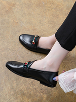 Damen Ballerinas Warmweiß PU-Leder Runde Zehen Metall Details Flat Slip On Schuhe
