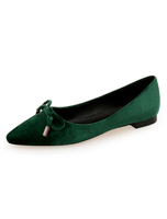Damen Ballett Flaches Velvet Spitze zehe Bogen Slip On Schuhe 2020 Grün Flache Schuhe