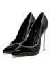 Damen Basic Pumps Slip-On Spitzschuh Pfennigabsatz Plus Size Schwarz High Heels