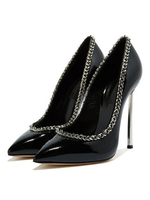 Damen Basic Pumps Slip-On Spitzschuh Pfennigabsatz Plus Size Schwarz High Heels