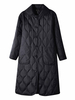 Damen Baumwollmäntel Schwarz Turndown Kragen Vorderknopf Langarm Langarm Wärmeschutz Wintermantel Oberbekleidung