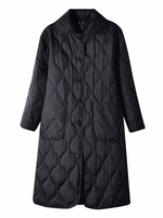 Damen Baumwollmäntel Schwarz Turndown Kragen Vorderknopf Langarm Langarm Wärmeschutz Wintermantel Oberbekleidung