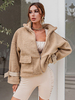 Damen Beige Jacken Reißverschluss Classic Field Langarm Polyester Midi Jacke