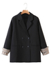 Damen Black Blazer Modern Turndown Kragen Langarm Polyester Maßjacke