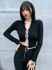 Damen Black Cardigan Jewel Neck Langarm Cotton Top Gothic Cardigan