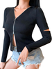 Damen Black Cardigan V-Ausschnitt Langarm Cotton Top Gothic Sweater Cardigan