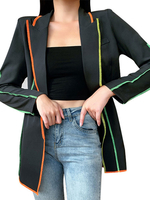 Damen Black Coat V-Ausschnitt Langarm Cotton Top Gothic Short Coats