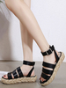 Damen Black Gladiator Sandalen Leder Open Toe Flat Sandalen