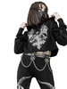Damen Black Hoodie Gothic Polyester Top Langarm Gothic Hoodies