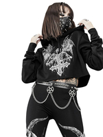 Damen Black Hoodie Gothic Polyester Top Langarm Gothic Hoodies