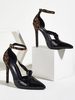 Damen Black Pumps Sandalen Spitzzehen Patent PU Upper Chic Stiletto Fersen Sandalen