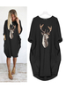 Damen Black Shift Dresse Jewel Neck Attraktives Polyester Oversized Animal Print Tube Dress
