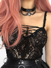 Damen Black Vest Gothic Ärmelloses Baumwolltop Cool Gothic Top