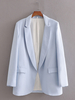 Damen Blazer Blue Turndown Kragen Langarm Casual Jacken