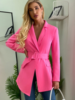 Damen Blazer Chic Turndown Kragen Langarm Asymmetrische Polyester Baumwolle Mäntel