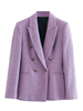 Damen Blazer Chic Turndown Kragen Langarm Zweireiher Jacken