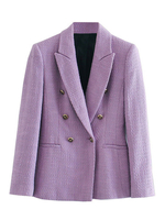 Damen Blazer Chic Turndown Kragen Langarm Zweireiher Jacken