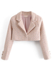 Damen Blazer Fashion Turndown Kragen Langarm Polyester Winter Extra Short Jacke