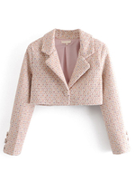 Damen Blazer Fashion Turndown Kragen Langarm Polyester Winter Extra Short Jacke