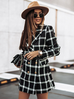 Damen Blazer Fashion Turndown Kragen Langarm Schwarz Plaid Polyester Mäntel Winter Oberbekleidung