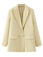 Damen Blazer Gelb Turndown Kragen Langarm Casual Jacken