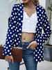 Damen Blazer Jacke Blau Turndown Kragen Langarm Polka Dot Spring Jacket