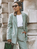 Damen Blazer Mantel Cord Turndown Kragen Langarm Minze Grün Wintermantel