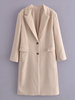 Damen Blazer Mode Polyester Stretch Umlegekragen Knöpfe Lange Ärmel Helle Aprikose Langer Mantel