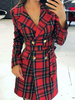 Damen Blazer Mode Turndown Kragen Knöpfe Langarm Plaid Polyester Mäntel