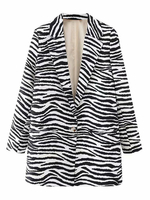 Damen Blazer Modern Turndown Collar Langarm Zebra Print Polyester Casual Coat