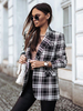 Damen Blazer Modern Turndown Kragen Langarm Plaid Polyester Classic Street Wear