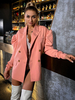 Damen Blazer Pink Chic Turndown Kragen Langarm Polyester Mantel