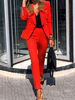 Damen Blazer Red Turndown Kragen Langarm Polyester Blazer Mantel