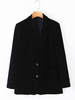 Damen Blazer Schwarz Modern Polyester Turndown Kragen Knöpfe Langarm Ärmel Maßjacke