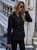 Damen Blazer Schwarz Moderner Polyester V-Ausschnitt Langarm Casual Blazer