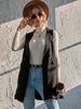 Damen Blazer Schwarz Stilvoller Turndown Kragen Ärmelloser Polyestermantel