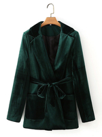 Damen Blazer Stilvolle geknotete Turndown-Kragen Schnürung lange Ärmel Mantel lässig Mantel
