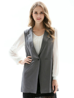 Damen Blazer Weste Grau Moderne Baumwolle Übergroßer ärmelloser Mantel