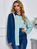 Damen Blue Bluse Turndown Kragen Lässig Langarm Polyester Tops