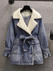 Damen Blue Denim Jacke Langarm Wärmebewahrung Winter Denim Jacke