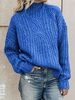 Damen Blue Pullover Jewel Neck Langarm Acryl Pullover